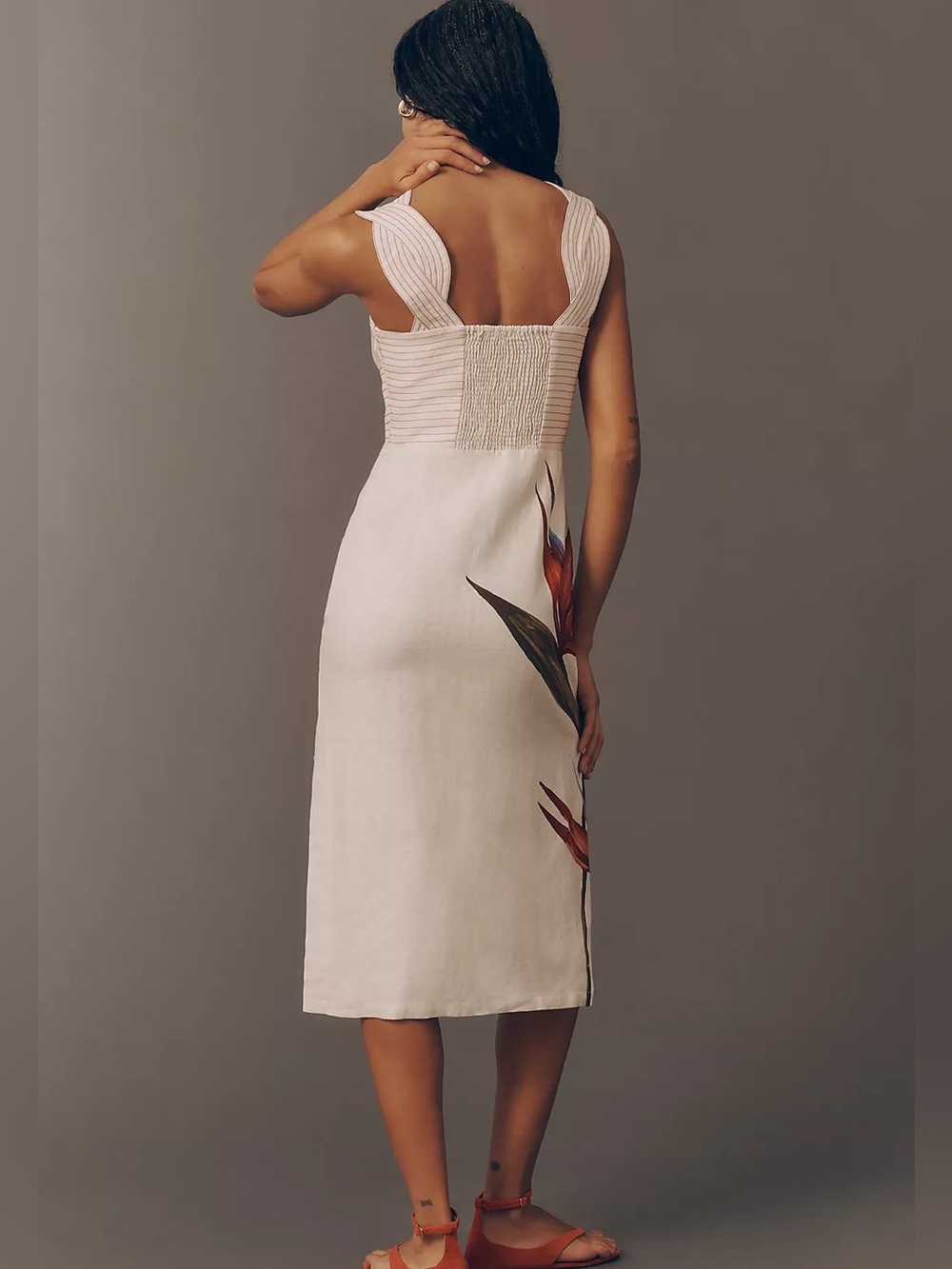 Farm Rio Strelitzia Sleeveless Linen Midi Dress - Picture 2 of 8